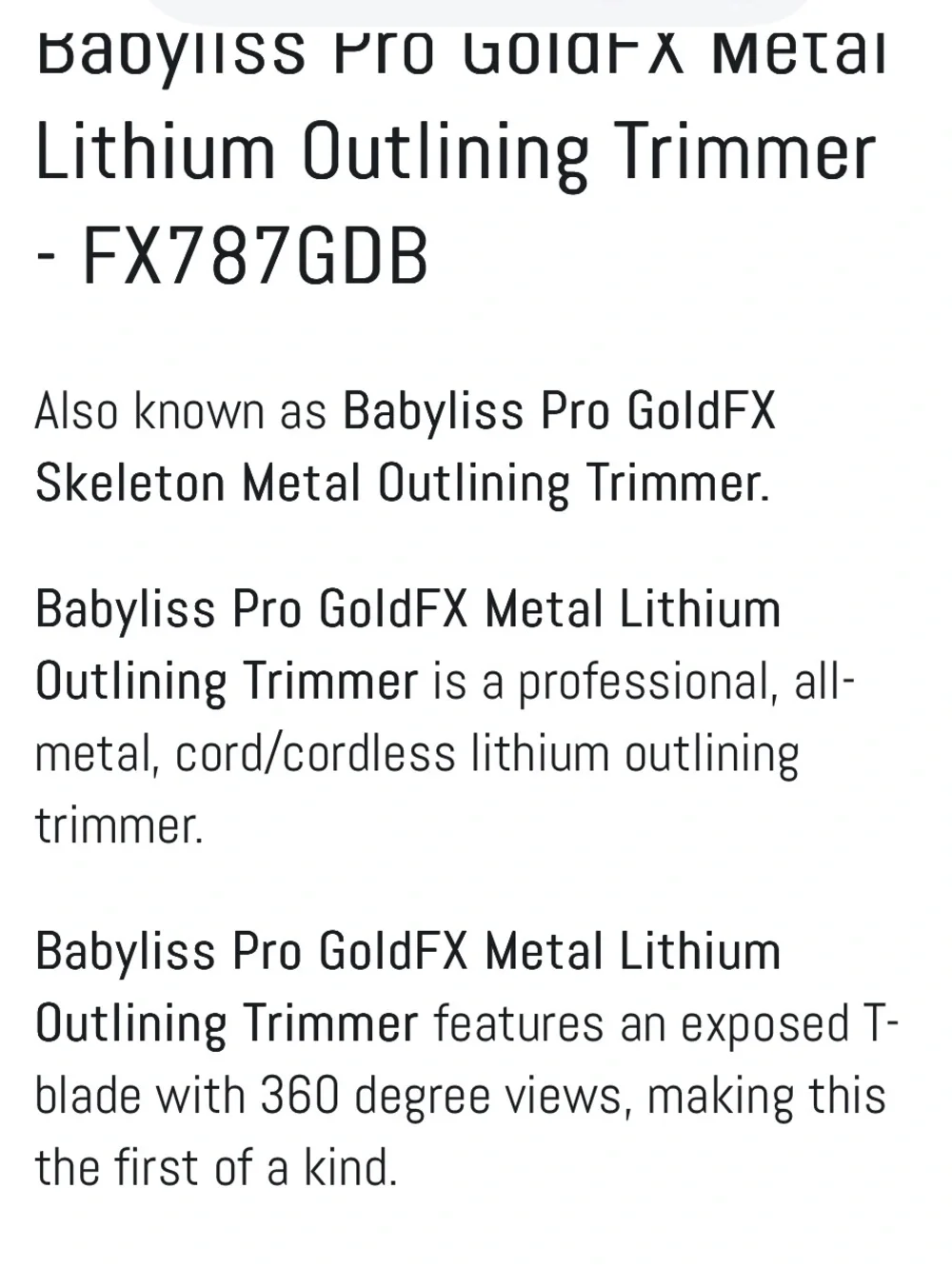 BaByliss Pro GoldFX Cordless Trimmer — Gold and Black NIB